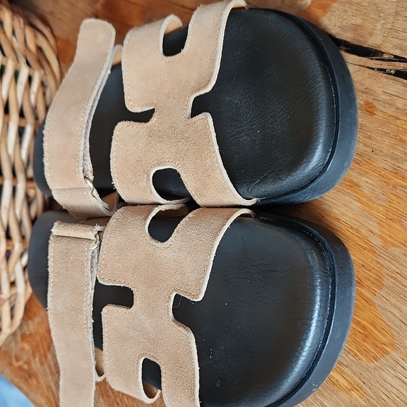 PROJECT CLOUD MAYVEN Sandals Slides Leather Suede Chestnut Size 11 - Picture 2 of 13